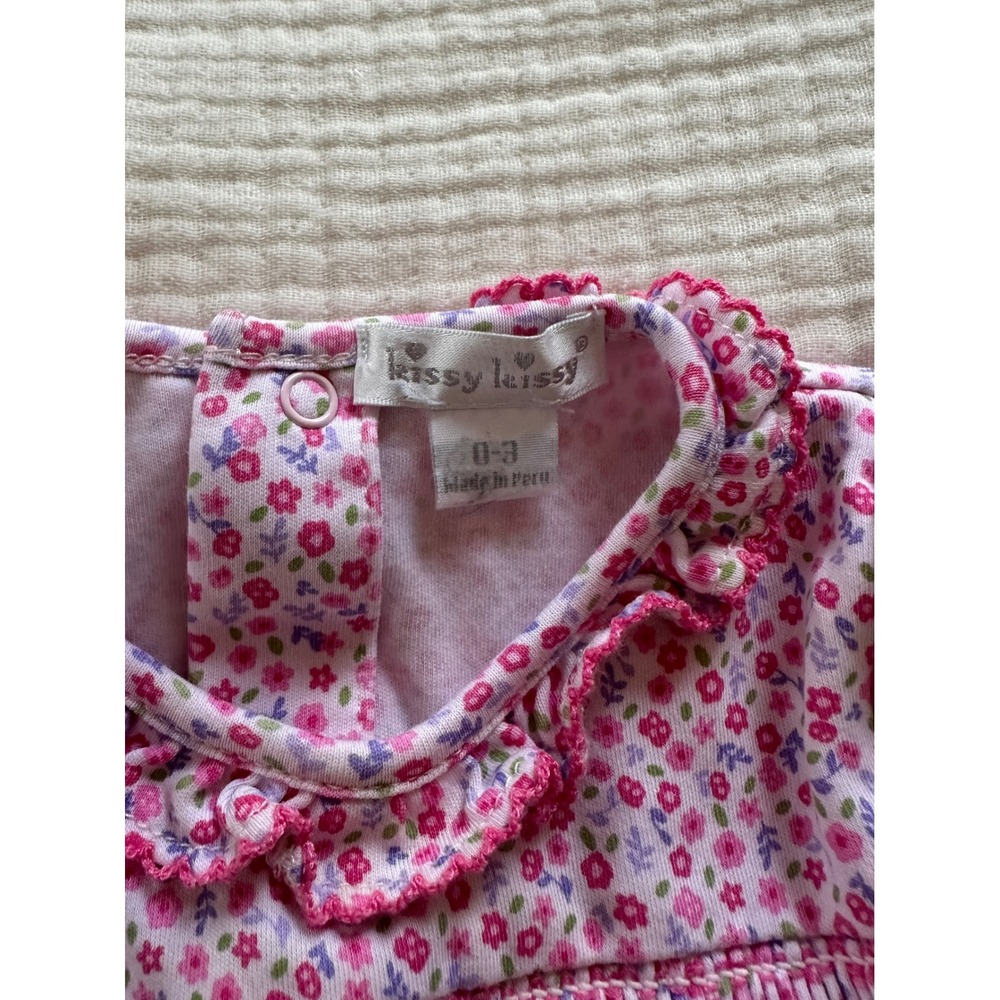 Kissy Kissy Baby Girl Floral Footie Pajamas Gown Smocked Bundle Pink Blue 0-3 - Picture 3 of 6